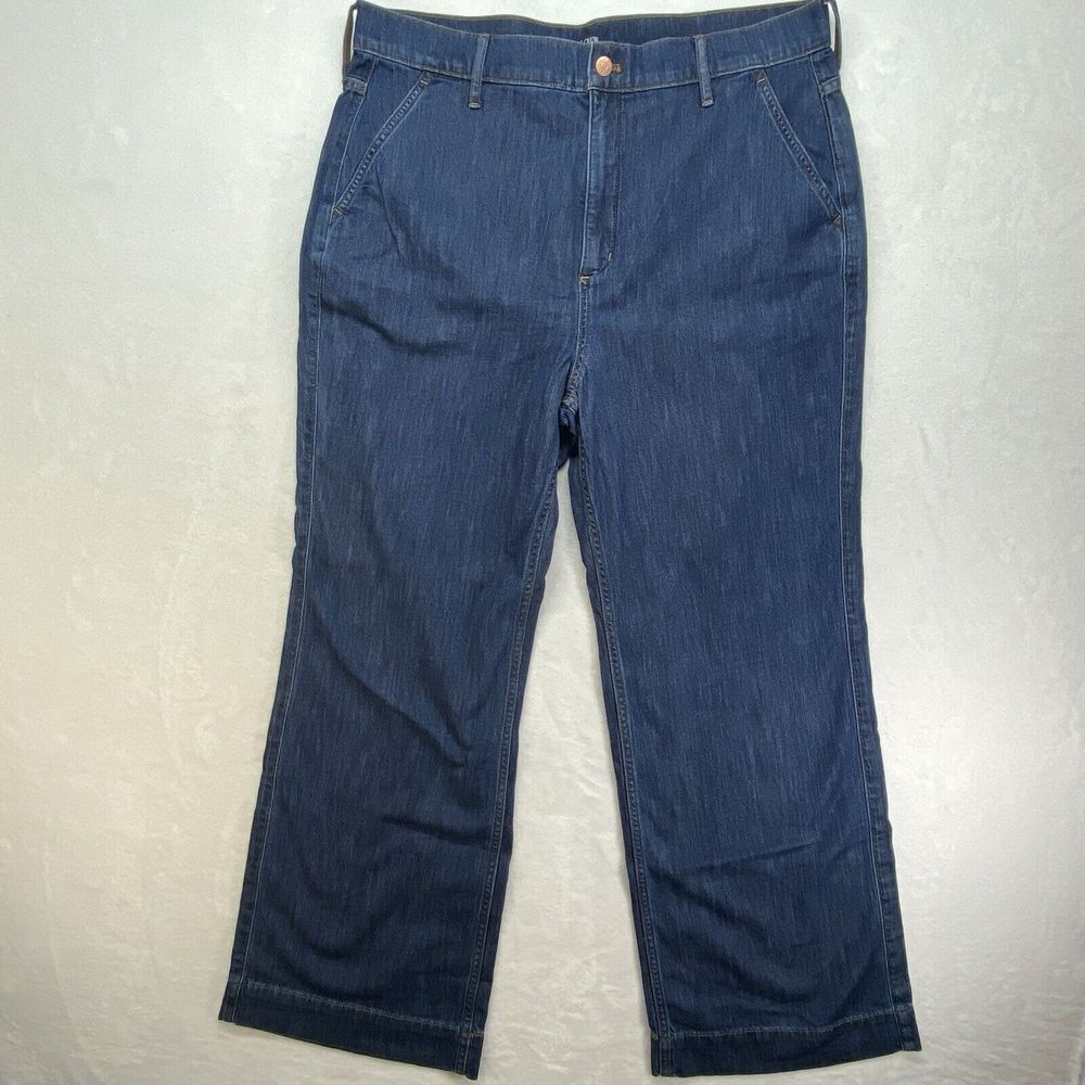 NWT J. Crew Wide Leg Denim Trouser Pant In Signature Stretch Dark Wash Size 33